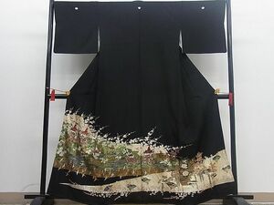 平和屋野田店■豪華黒留袖　駒刺繍　祇園祭　金彩　逸品　BAAD5035mz