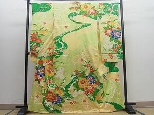 平和屋野田店■豪華振袖　駒刺繍　草花文　金彩　逸品　BAAD6220mz