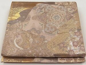 平和屋1◎六通柄袋帯　正倉院花鳥文　本金箔　三越扱い　逸品　CAAB7121ku