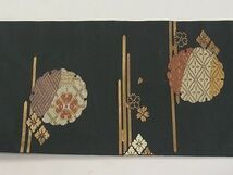 平和屋1◎九寸名古屋帯　雪輪花文　金糸　逸品　CAAB7129ku_画像3