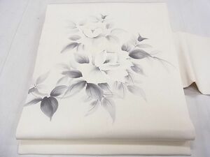 平和屋1◎塩瀬　九寸名古屋帯　作家物　手描き　枝花文　逸品　CAAB0510fb