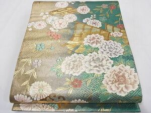 平和屋1■六通柄袋帯　几帳花文　金糸　逸品　CAAB0271fb