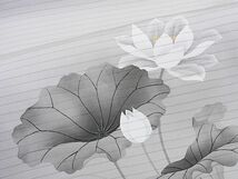 平和屋野田店■夏物　九寸開き名古屋帯　手描き　蓮の花　逸品　BAAD3978pk_画像3