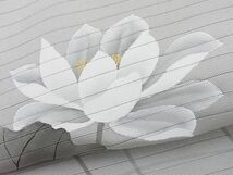 平和屋野田店■夏物　九寸開き名古屋帯　手描き　蓮の花　逸品　BAAD3978pk_画像4