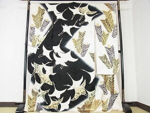  flat peace shop 2# gorgeous long-sleeved kimono . crane pine leaf writing .. dyeing gold paint excellent article DAAB8337ps