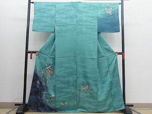 平和屋野田店■訪問着　向かい鶴菊花文　暈し染め　金彩　さが美扱い　逸品　BAAD5179mz