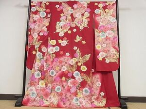 平和屋-こころ店■豪華振袖　花蝶文　暈し染め　金彩　正絹　逸品　AAAF8524Bnp