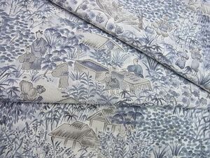 平和屋-こころ店■上質な小紋　単衣　人物風景文　正絹　逸品　AAAF4305Ack