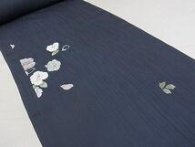 平和屋-こころ店■付下げ　解き反物　着尺　刺繍　金糸　藍鉄色　正絹　逸品　AAAE7746Auw_画像4