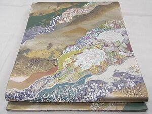 平和屋1■六通柄袋帯　作家物　富貴　金銀糸　引箔　逸品　CAAC3647fb