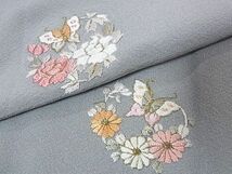 平和屋2■付下げ　単衣　刺繍　花丸文　金糸　逸品　DAAC2463ic_画像7