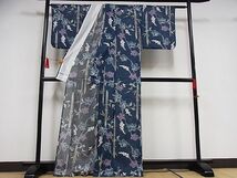 平和屋-こころ店■夏物　小紋　縦絽　葡萄蔦の葉文　洗える着物　AAAE5541Bph_画像2