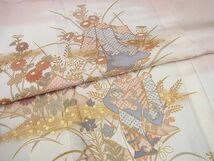 平和屋-こころ店■訪問着　単衣　駒刺繍　誰が袖花文　暈し染め　金彩　正絹　逸品　AAAF4297Ack_画像5