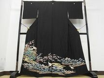 平和屋2■豪華黒留袖　群鶴吉祥枝梅文　金彩　鈴乃屋扱い　逸品　DAAC4376ea_画像1