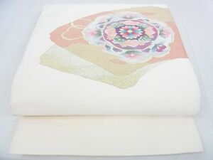 平和屋2■爪掻き本綴れ　八寸名古屋帯　地紙花文　金糸　逸品　DAAC1740wb