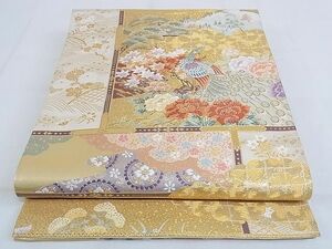 平和屋-こころ店■六通柄袋帯　唐織　花鳥文　金糸　正絹　逸品　AAAE9826Bjd