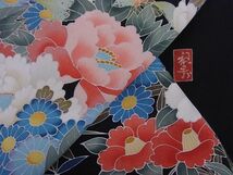 平和屋-こころ店■豪華黒留袖　作家物　草花文　正絹　逸品　AAAF5254Aja_画像9