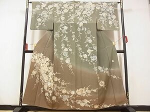 平和屋-こころ店■訪問着　作家物　手描き　辻が花　枝花文　暈し染め　金彩　正絹　逸品　AAAD4567Ata