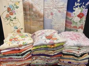 平和屋-こころ店■1円 訪問着 まとめて 50点 孔雀 薔薇 花柄 作家物 駒刺繍 型染め 金銀彩 など 未使用品あり 全て正絹 hi1576