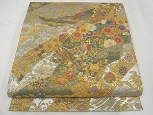 平和屋-こころ店■西陣　富田由起子謹製　六通柄袋帯　蒔絵瑞光綴　本金箔　証紙付き　正絹　逸品　AAAE6419Bnp