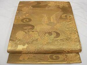 平和屋-こころ店■六通柄袋帯　鳳凰花文　金糸　正絹　逸品　AAAE6413Bnp