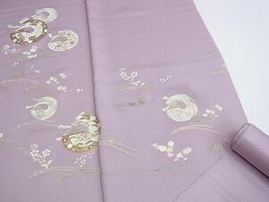 平和屋-こころ店■付下げ　解き反物　着尺　駒刺繍　船吉祥文　金彩　濱新　丹後ちりめん　正絹　逸品　AAAE7779Auw