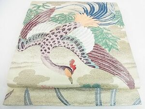  flat peace shop river interval shop # antique Taisho romance maru obi phoenix flower writing gold thread excellent article op9038