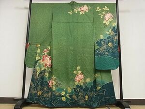  flat peace shop - here . shop # gorgeous long-sleeved kimono . flower writing .. dyeing gold paint silk excellent article AAAF3700Bnp