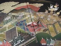 平和屋2■豪華黒留袖　作家物　葵祭　地紙重ね人物風景吉祥花文　暈し染め　金彩　逸品　DAAD0251ar_画像4