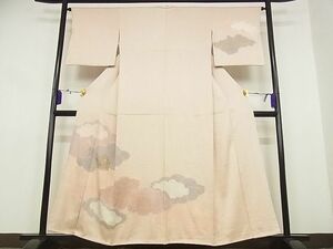 平和屋川間店■訪問着　絞り　刺繍　雲取り草花文　金彩　着丈156cm　裄丈64cm　正絹　逸品　B-dk4377