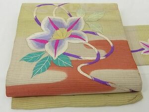  flat peace shop - here . shop # summer thing antique Taisho romance 9 size Nagoya obi total embroidery . flower writing silk excellent article AAAE4251Awj