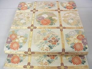 平和屋2■六通柄袋帯　唐織　花丸天井絵　金糸　逸品　DAAB9633eee