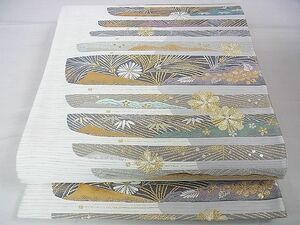 平和屋2■六通柄袋帯　紹巴織　松菊花文　金銀糸　逸品　DAAB9635eee