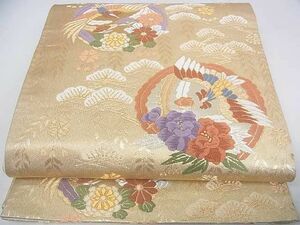 平和屋2◎六通柄袋帯　唐織　鳳凰花丸文　本金箔二重織　逸品　DAAD0317ar