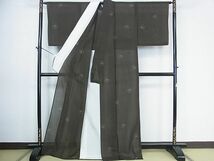 平和屋2■夏物　結城紬　夏結城　100亀甲　飛び亀甲柄　蟹　逸品　DAAC1825wb_画像3