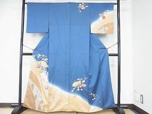 平和屋2■訪問着　駒刺繍　流水草花文　暈し染め　金銀彩　逸品　DAAD3029sf