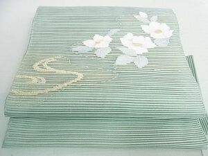 平和屋2■夏物　絽綴れ　八寸名古屋帯　草花　金糸　逸品　DAAC5487op