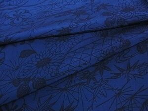平和屋2■本藍　型絵染　小紋　単衣　流水花文　逸品　DAAC7083ic