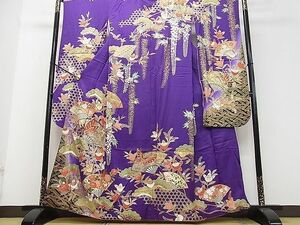 flat peace shop 2# gorgeous long-sleeved kimono fan paper .. flower butterfly writing . gold paint excellent article DAAC4455ea