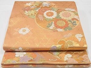 平和屋-こころ店◎六通柄　本袋帯　花丸文　金銀糸　正絹　逸品　AAAE3491Ast