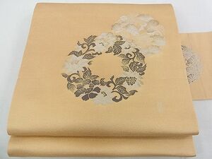 平和屋2◎九寸名古屋帯　作家物　草花丸文　逸品　DAAA3933rt