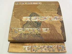 平和屋2◎六通柄袋帯　横笛花鳥文　金糸　引箔　逸品　DAAB1594jm