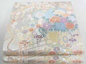 平和屋2◎六通柄袋帯　九百本金弐重織　花鳥花車文　逸品　DAAA3946rt