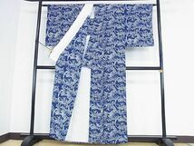 平和屋2■上質な小紋　単衣　型染め　鶴と亀　逸品　DAAD2115az_画像3