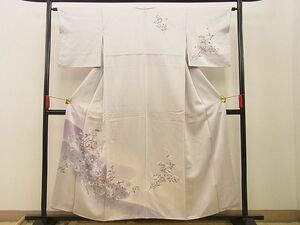 平和屋野田店■訪問着　エ霞更紗鳥文　暈し染め　銀彩　逸品　BAAD8992xi