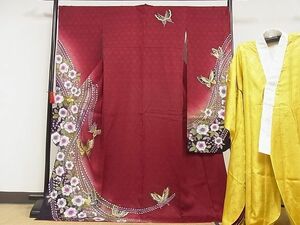 flat peace shop - here . shop # gorgeous long-sleeved kimono long kimono-like garment set (.).. flower Mai butterfly .. dyeing gold paint silk excellent article AAAF8523Bnp