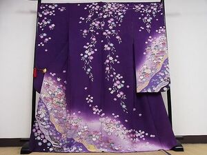  flat peace shop - here . shop # gorgeous long-sleeved kimono piece embroidery flower . comb .. dyeing gold paint long height silk excellent article AAAE3918Bph