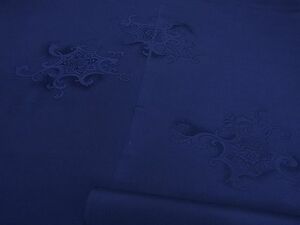 平和屋-こころ店■羽織　反物　羽尺　草花地紋　濃藍色　正絹　逸品　未使用　AAAE4813Boa