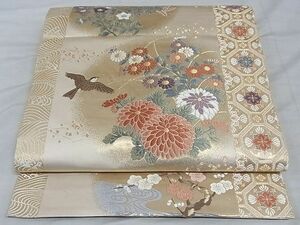 平和屋-こころ店■六通柄袋帯　唐織　花丸献上文　本金箔九百錦　正絹　逸品　AAAD3853Asx