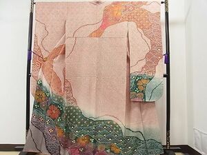 平和屋1■豪華振袖　総絞り　道長吉祥花文　暈し染め　逸品　CAAB7353yc